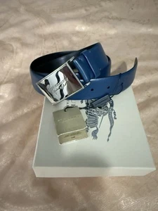 Cinturón Burberry London Leather Collection George 35 mm azul talla 34 nuevo con etiquetas - Imagen 1 de 8