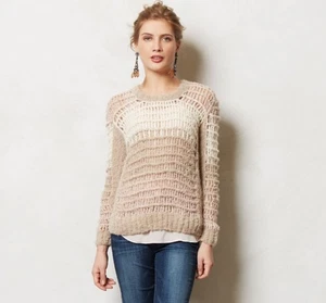 AUGDEN NEW YORK Galan Crochet Alpaca Open Knit Sweater Anthropologie L $285 - Picture 1 of 12