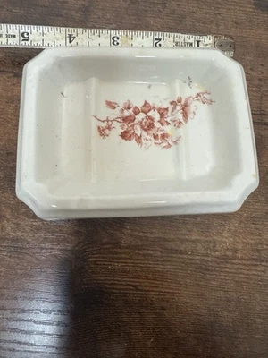 antique porcelain  Dividers Soap Dish Floral Transferware Pattern Free Ship - Image 1 of 4