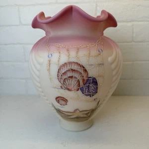 Fenton Burmese Glass Sea Dream Shell Vase Limited Ed Connoisseur Collection - Picture 1 of 8