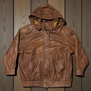 De Colección Reed Ropa Deportiva Para Hombres Grande Marrón Cuero Chaqueta Bombardero Con Capucha Aislante - Imagen 1 de 13