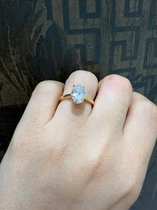 2ct Oval LabGrown Diamond Ring D/VVS2 Classic Solitaire, 18K Yellow Gold - Picture 1 of 5