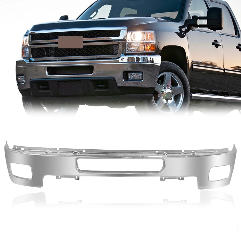 Chrome Steel Front Bumper Face Bar For 2011-2014 Chevy Silverado 2500 HD 3500 HD Foto 1 de 4