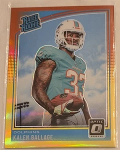 KALEN BALLAGE 2018 Optic Rated Rookie RC Red Yellow #180 Miami Dolphins - Picture 1 of 2