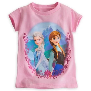 DISNEY STORE FROZEN ANNA & ELSA CAMEO TEE NWT SIZE 2/3 GLITTER ACCENTS - Picture 1 of 2