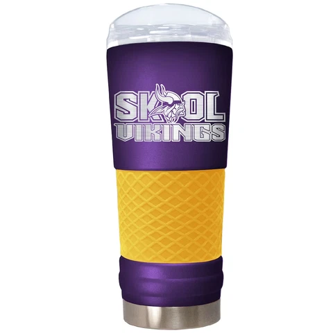 NEW Minnesota Vikings 18oz Rally Cry Draft Powder Coated Stainless Steel Tumbler Cover