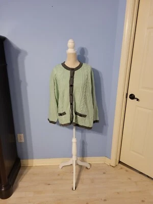 Suéter Xhilaration Talla 4 Mujer Verde Menta Y Gris Cárdigan Cuello Redondo  Foto 1 de 4