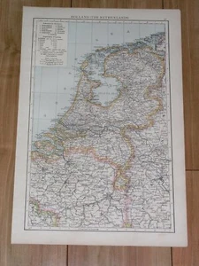1896 ORIGINALE ANTICA MAPPA DEI PAESI BASSI OLANDA BELGIO - Foto 1 di 5