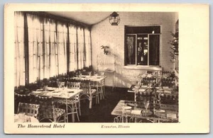 Evanston Illinois ~ The Homestead Hotel ~ Esszimmer Interieur ~ schwarzweiß 1940er Litho - Bild 1 von 2