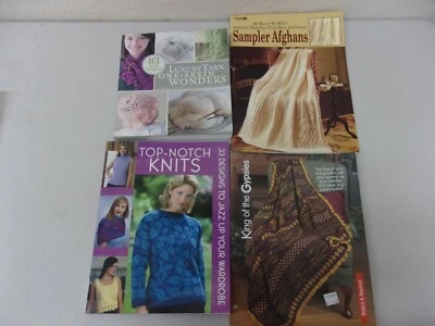 Knitting Pattern Books, Tops, Afghans & one skein wonder, Qty 4 Assortment B - Image 1 of 4