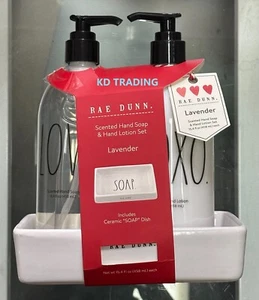 (2-Pk) RAE DUNN ~ LAVENDER Scented Nourishing HAND SOAP & LOTION + Ceramic Dish - Picture 1 of 2