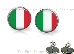Pendientes de tachuelas con bandera de Italia 14 mm hechos a mano orgullo italiano joyería - Imagen 1 de 1