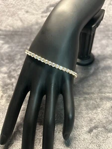 Vintage Estate CZ 14k Gold Plated Tennis Bracelet - Picture 1 of 6