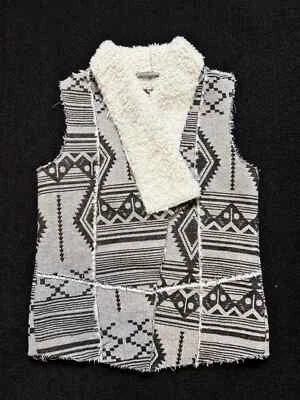 Wmns Mossimo Supply Co. Wool Cardigan Size L Boho Tribal Sleeveless Grey Sweater - Image 1 of 4