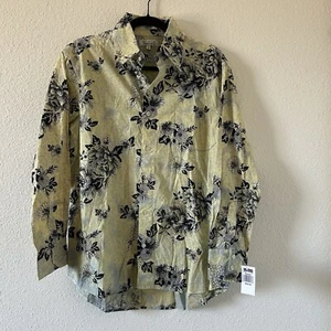 RON CHERE SKIN Floral Print Button Up Men’s Medium Yellow Blue Date Dressy Party - Picture 1 of 9
