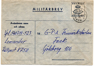 Sweden Military postal stationery Faltpost 8750 Used Postal History