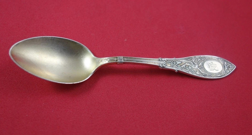 Arabesque by Whiting Sterling Silver 4 O'Clock Spoon Gold Washed Stippled 4 5/8" - Image 1 of 1