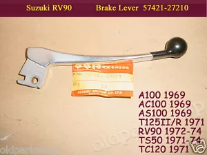 Suzuki T125 Stinger Lever RH NOS RV90 A100 TC120 TS50 Brake Lever 57421-27210 - Imagen 1 de 6