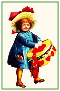Little Girl a Valentine Present Ellen Clapsaddle Counted Cross Stitch Pattern - Picture 1 of 1