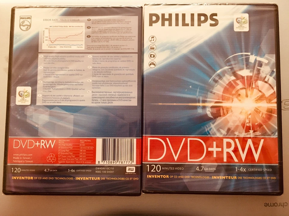 New Philips DVD+RW 120 Minutes Video 4.7Gb 1-4x speed - Disc x1 - Image 1 of 1