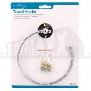 Towel Holder Chrome Plated with Screws & Plugs Ashley Housewares Brand New - Picture 1 of 2