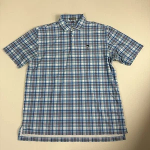 Peter Millar Pine Tree Golf Club Summer Comfort Polo Shirt Adult Men Large Plaid - Picture 1 of 8