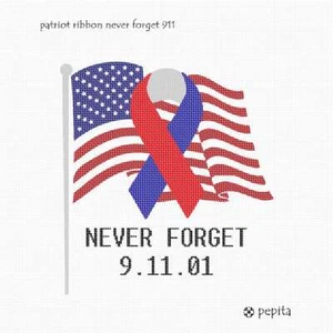Patriot Ribbon Never Forget 911 Needlepoint Kit or Canvas - Picture 1 of 2