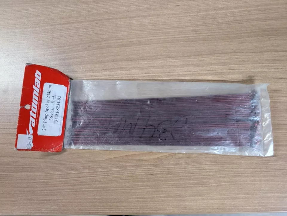 ATOMLAB 24 INCHES PIMP SPOKES, NEW, 234MM, RED ANODIZED, 36 UNITS - Image 1 of 1