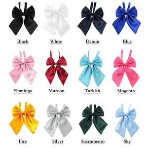 Ladies Adjustable Pre tied Bowtie - Solid Color Bow Ties for Women