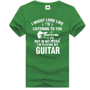 In My Head I'm Playing My Guitar Printed T-Shirt Top Mens Boys Tee Shirt - Bild 1 von 17