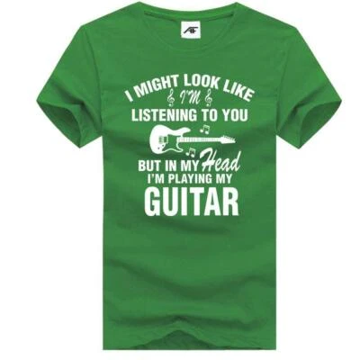 AMARE FEECHI In My Head I'm Playing My Guitar Printed T-Shirt Top Mens Boys Tee Shirt
