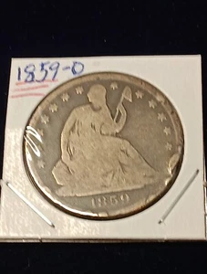 ๐1859-O Seated Liberty 1/2 Half Dollar In G Choice - Picture 1 of 2