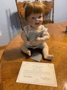 Danbury Mint All Porcelain Doll Lil Pumpkin by Elke Hutchens & Box - Picture 1 of 5