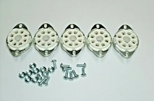 CERAMIC tube sockets OCTAL 8 pin BOTTOM MOUNT, thick version, W/ hardware set/5 - Picture 1 of 3
