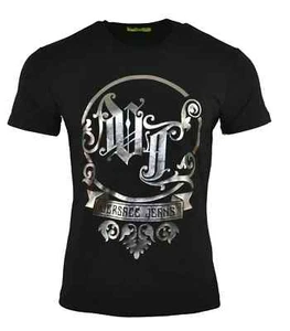 Versace Jeans Herren T-Shirt Gothic Schrift VJ Buchstaben Schwarz & Silber Fo... - Bild 1 von 3