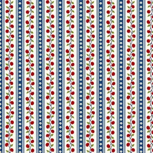 Old Glory, Stacy West Collection Navy Wallpaper Stripe Henry Glass BTY 44" Wide - Picture 1 of 3
