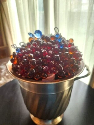 Large 🍇🍇CZECH GLASS FRUIT LAMPWORK HAND MADE AND ASSEMBLED🍇 NOS VINTAGE BEADS - Image 1 of 4