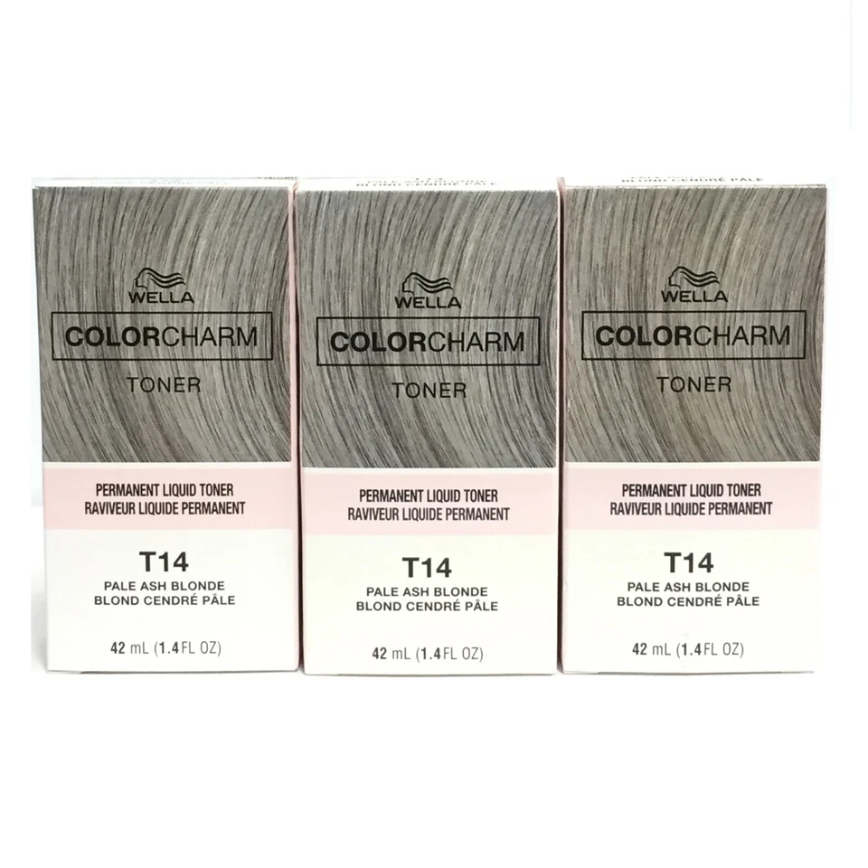 (Pacote com 3) Wella Color Charm toner líquido T14 - loiro cinza pálido, 1,42 oz - Imagem 1 de 1
