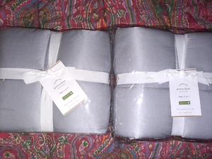 2 POTTERY BARN PORTIA COTTON SILK QUILTED PILLOW SHAMS, SIZE KING, GRAY MIST  - Picture 1 of 2