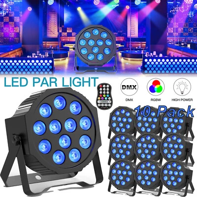 12LED Par Light Wash Light RGBW DMX Party DJ Lights Stage Light Show Bar Club - Image 1 of 4