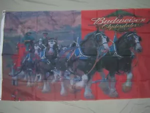 BANDERA BUDWEISER CERVEZA CLYDESDALE NUEVA 3X5 FT letrero de pancarta mejor calidad vendedor de EE. UU. - Imagen 1 de 4
