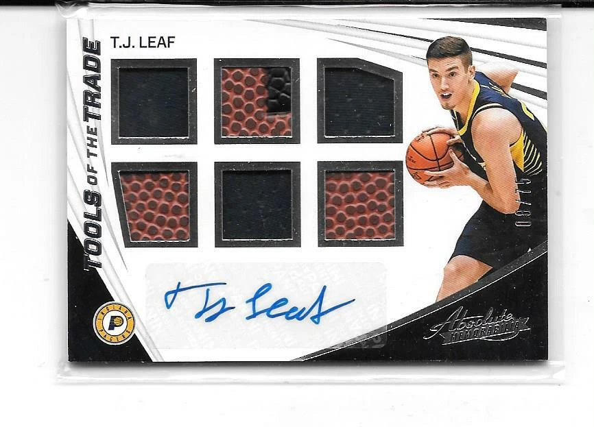 2017-18 ABSOLUTE T.J. LEAF RC AUTO 6 PIECE JERSEY BALL AUTOGRAPH # 8/75 PACERS - Image 1 of 1