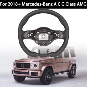 Full Black Leather Sport Steering Wheel For 2018+ Mercedes-Benz A C G Class AMG - Bild 1 von 7
