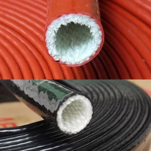 Red/Black Silicone / Fibreglass Fire Sleeving Protective Heat Shield Sleeveing - Picture 1 of 3