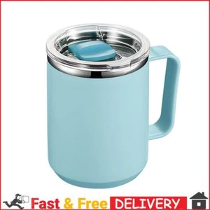 450ml Coffee Cup Insulated Stainless Steel Mug with Handle and Lid (Light Blue) - Picture 1 of 9