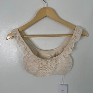 Andie Hydra Bikini Swim Top Womens XS Vanilla Cream Crochet Lace Padded Straps - Picture 1 of 7