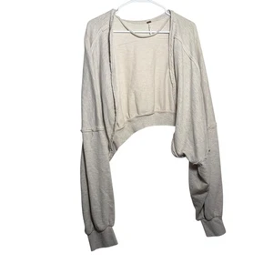 Free People Shrug It Off Sweatshirt Women's XL Gray Oversized Cropped Slouchy - Picture 1 of 9