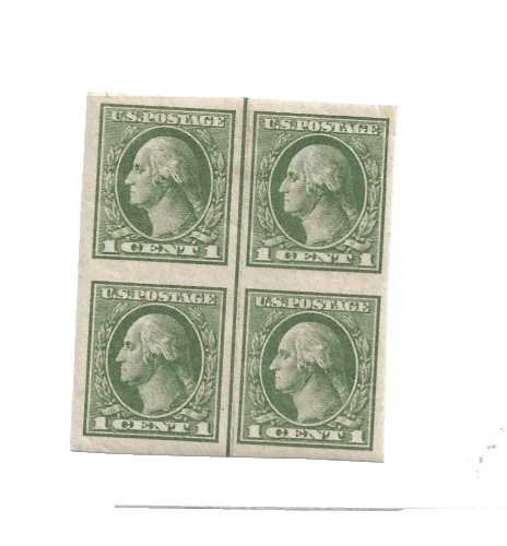 U S Stamps Scott 531 one cent Washington mint imperforate block of 4 cv 70.00 - Image 1 of 1