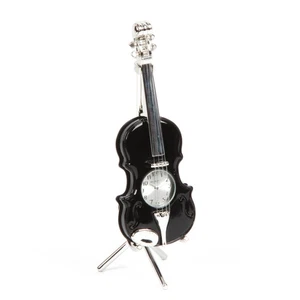 Dieversilberte Schreibtischuhr schwarze Violine mit Ständer! Miniaturuhr Versil - Bild 1 von 1