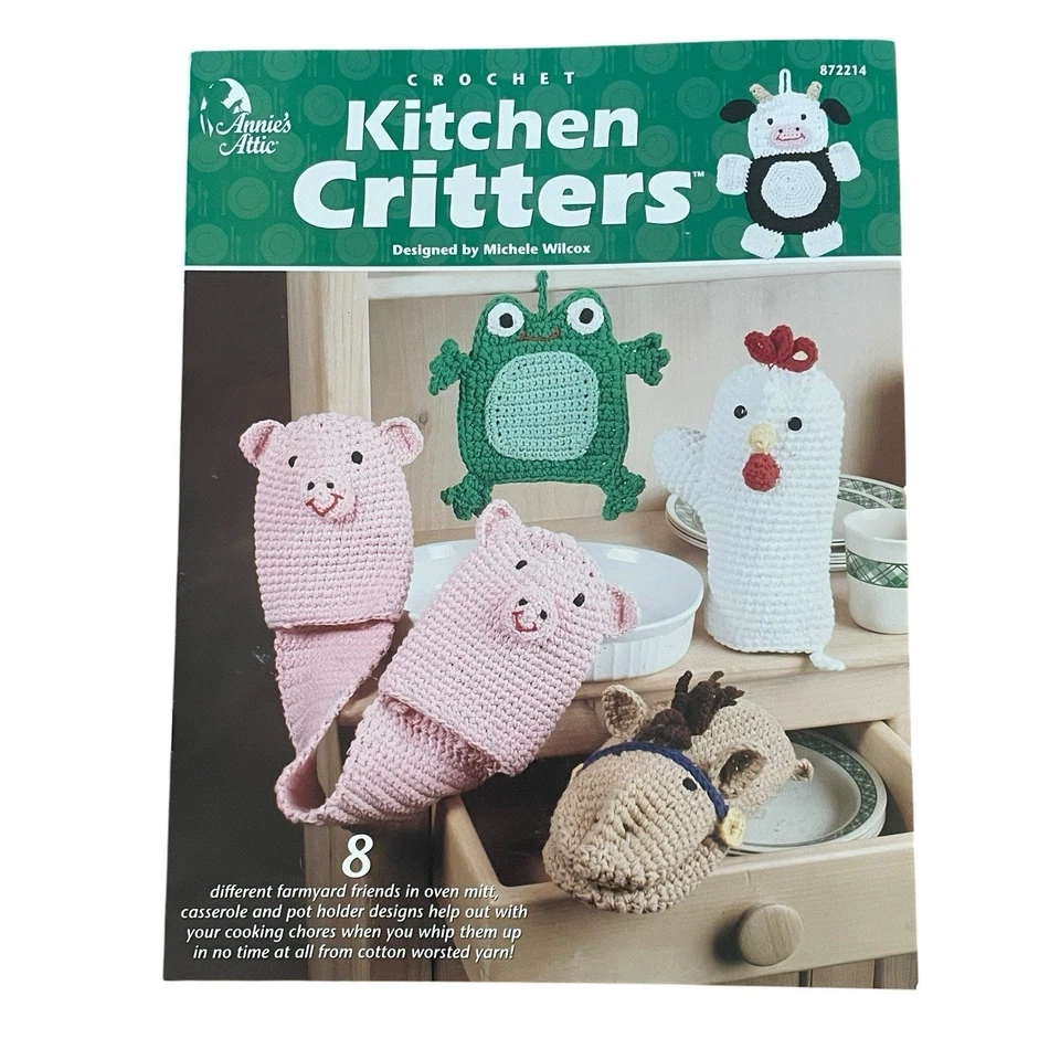 ANNIE'S ATTIC Crochet Cache Critters Animals Frog Pif & More Patterns Kitchen - Image 1 of 3